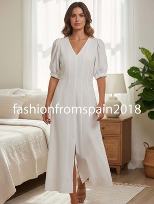 ZARA NEW WOMAN BALLOON SLEEVE MIDI DRESS OYSTER WHITE XS-XL 2201/957/251 |  eBay