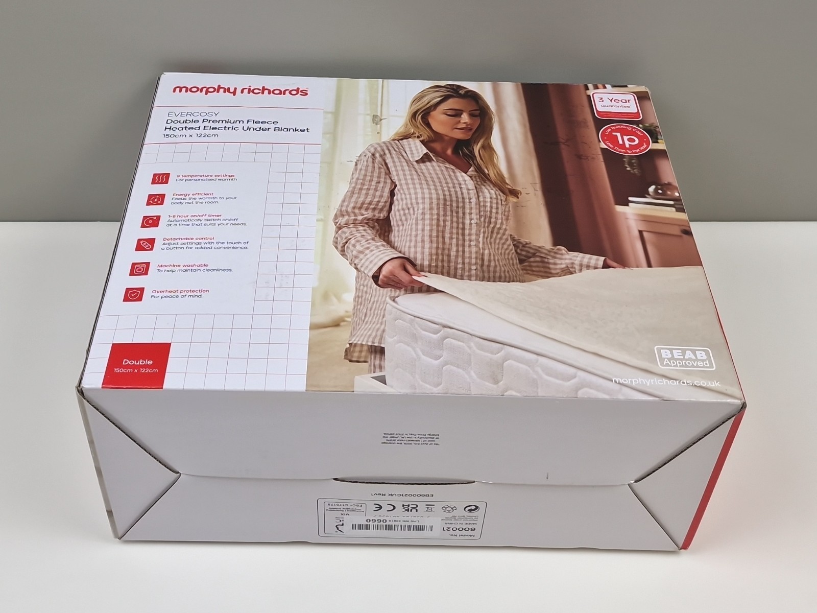 Morphy Richards EverCosy Premium Fleece Heated Electric Under Blanket, Teddy, Do