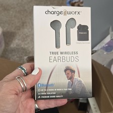 Chargeworx True Wireless Bluetooth Earbuds Black Noise Isolation Charging Case