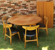 Vintage Danish Modern Hans Wegner & Carl Johannes Hansen 6 Chairs & Teak Table