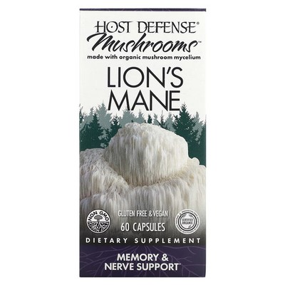2 X Fungi Perfecti Host Defense, Mushrooms, Lion's Mane, 60 Capsules-Worldwide