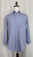 Vintage 90s Club Room Pinpoint Oxford Blue Button Down Shirt 100% Cotton 16 33