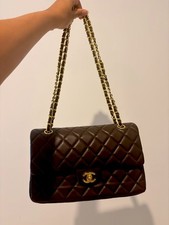 C Classic Flap Medium Brown Quilted Leather Shoulder Bag Gold Chain