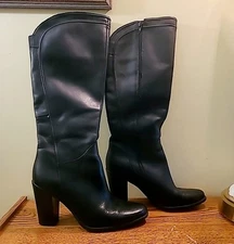 Coach And Four Padama-ST Tall Knee High Black Leather Zip Boots Women’s Size 8 