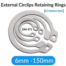 A2 304 Stainless Steel External Circlips Retaining Rings Snap CirClip 6mm -150mm