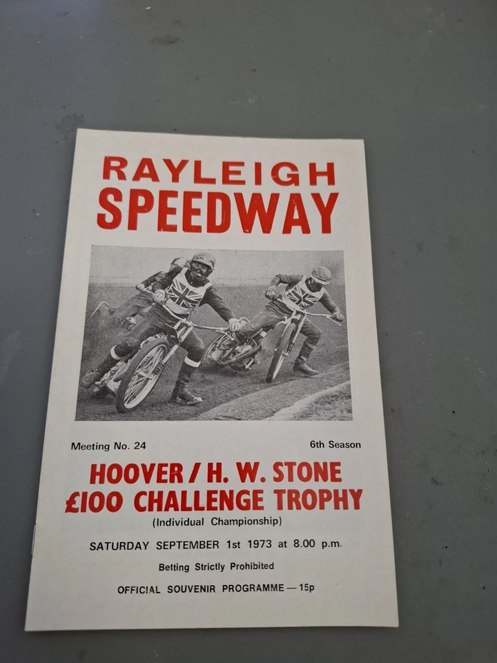 1973 speedway programme rayleigh hoover £100 challenge trophy - Image 1 of 1