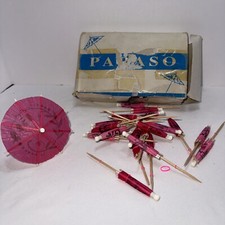 20 NOS PINK PAPER DRINK PARASOL UMBRELLAS