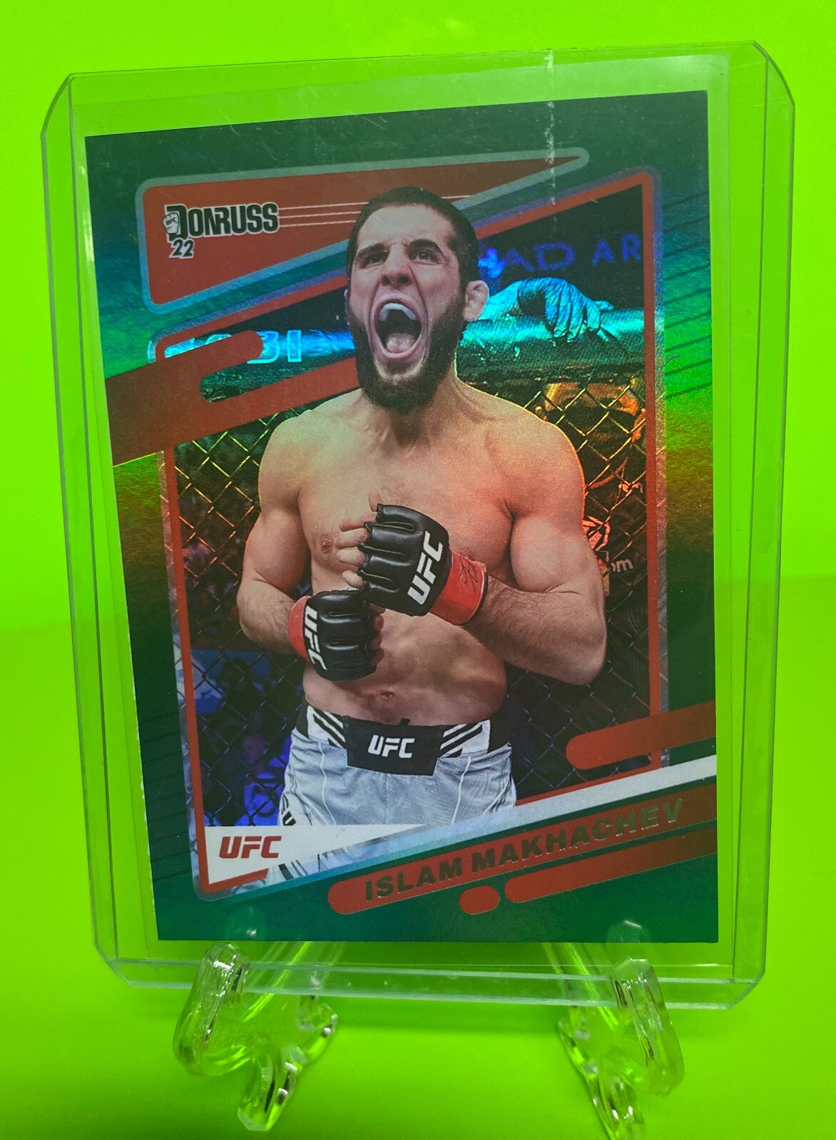 2022 Panini Donruss UFC Islam Makhachev Green Flood #1