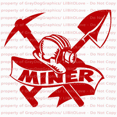 Miner Decal with Hard Hat Pick Axe and Shovel Vinyl Decal Sticker Mining Mine 