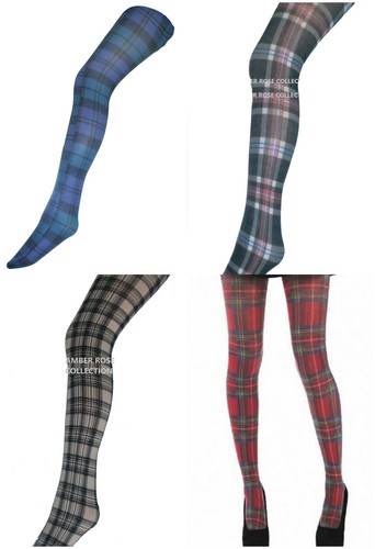 TARTAN CHECK PLAID TIGHTS RED GREEN 