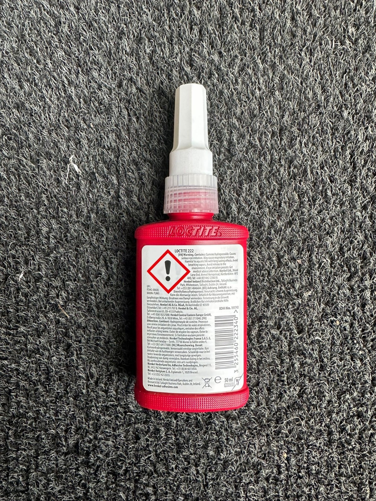 Loctite ThreadLock 222 50ml Bolt Stud Nut Screw Metal Fast Fix Glue Low