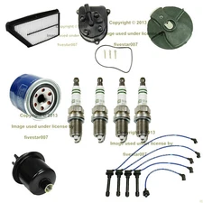 Tune Up Kit Fuel Air Filter Cap Rotor Spark Plugs Wire for Honda Prelude 97-01