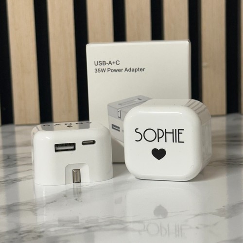 Personalised USB-C & USB-A Charger Plug – Custom Printed Fast Charging Plug UK - Picture 2 of 9
