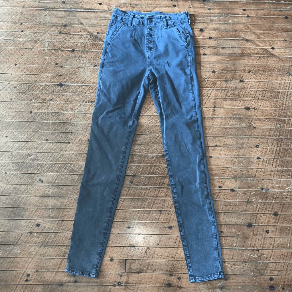 American Eagle gray multi button highest rise 4 l… - image 1