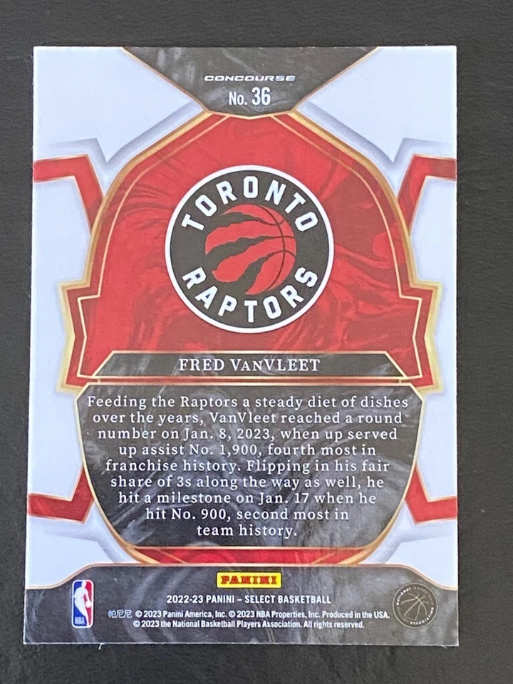 Fred VanVleet 2022-23 Panini Select Blue #36 Toronto Raptors - Image 2 of 2