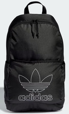 Adidas UNISEX Adicolor TRIFOIL LIGHT Mochila Negra Frontal Bolsillo con Cremallera 17" NUEVA $45