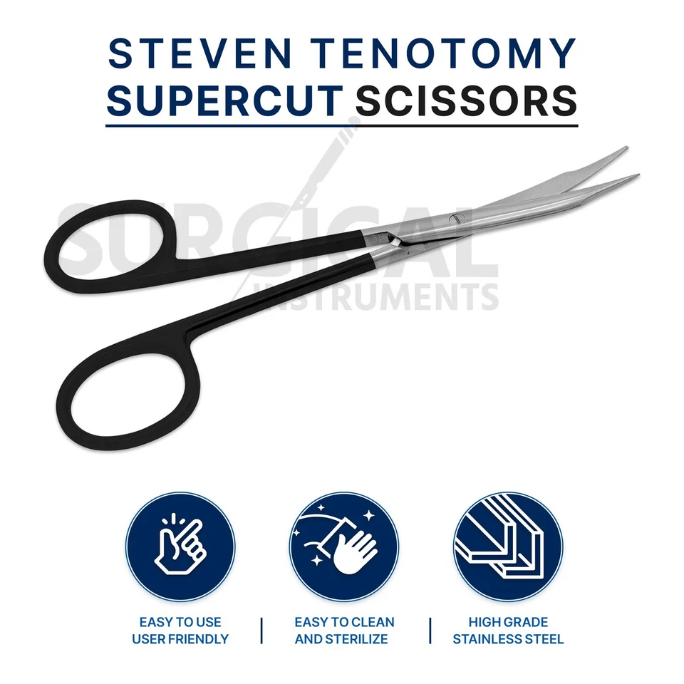 SuperCut Steven Tenotomy Scissors 5" Curved Surgical Instruments German Grade - Image 4 of 4