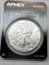 1oz. Apmex (Mint-Direct) 2016 Silver American Eagle BU Uncirculated