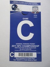 Football Full Parking Ticket New York Giants 2011 NFC Championship Phantom