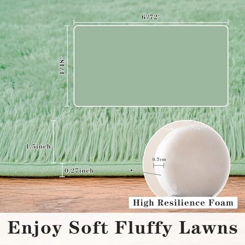 Super Fluffy Rugs for Living Room, Modern Shag Green Area 8x10 Light Green - Picture 7 of 7
