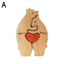 Anpassbarer Name DIY Bärenfamilie Holzpuzzle...