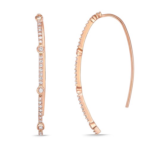 Christmas Gift Diamond 10K Rose Gold Designer Crawler Earrings - - Picture 3 of 4
