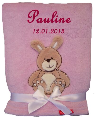 Babydecke kuschlig weich mit Namen und Datum bestickt Kinderdecke Taufe Geburt - Bild 4 von 40