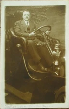 Car Automobile 1914 Studio Shot Realphoto Postcard, Boston, MA Man Driving Rppc