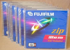 LOT of 7 100MB Zip Disk MAC Formatted Fujifilm Blank Storage Media *NEW & SEALED