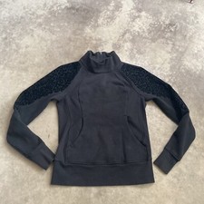 Lululemon Sweatshirt Womens 6 Black Floral Flock Athleisure Terry Casual