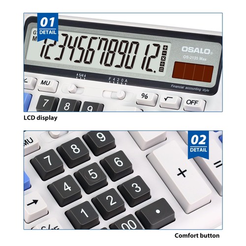Calculatrice de Bureau à écran LCD Extra Large - Grand Bouton - Calculatrice ... - Afbeelding 5 van 8