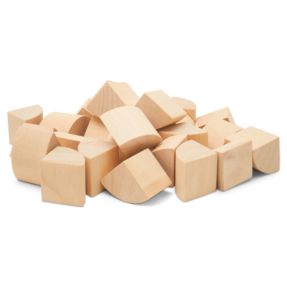 Quarter Circle Wooden Building Blocks Set 1-Inch, Pack of 25 Unfinished Wooden Blocks for Crafts & Loose-Parts Play, by Woodpeckers