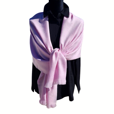 Gucci GG Logo Monogram Wool Jacquard Light Pink 'Sten' Scarf Gucci GG Logo Monogram Wool Jacquard Light Pink 'Sten' Scarf