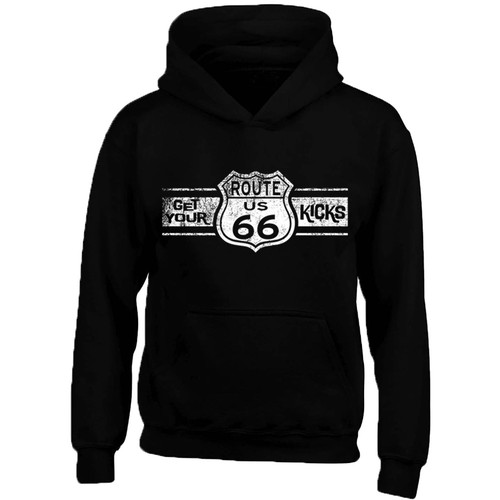 WHITE Route 66 HOODIE Sweatshirt Route Us 66 Get Your Kick Hood Sweatshirt Sweat - Picture 3 of 9
