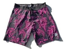 Psycho Tuna Ocean Tribe Boardshorts Swim Trunks Men's Size 34 Black Pink