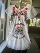 Girls White Flower Embroidered Dress