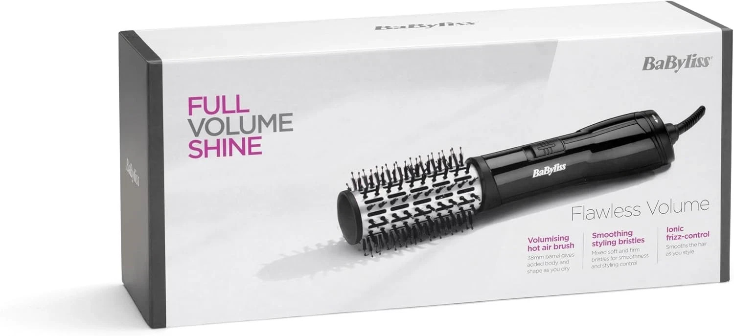 BaByliss Hot Air Brush Flawless Volume 50w With 38mm Ceramic Barrel 2764U