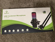 Squarock TX1 USB Condenser Mic Kit Boom Arm, RGB Touch Mute Dual USB-C Black