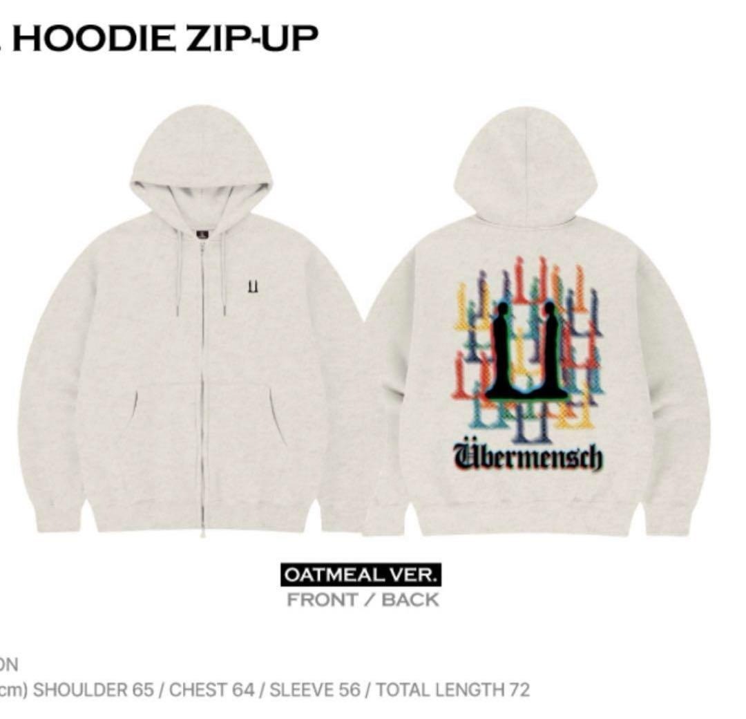 G-DRAGON Ubermensch Zip-Up Hoodie Oatmeal KPOP Official MD