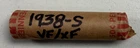 1-ROLL (50 COINS) OF 1938-S "VF - XF CONDITION" WHEAT CENTS IN OLD PAPER ROLL