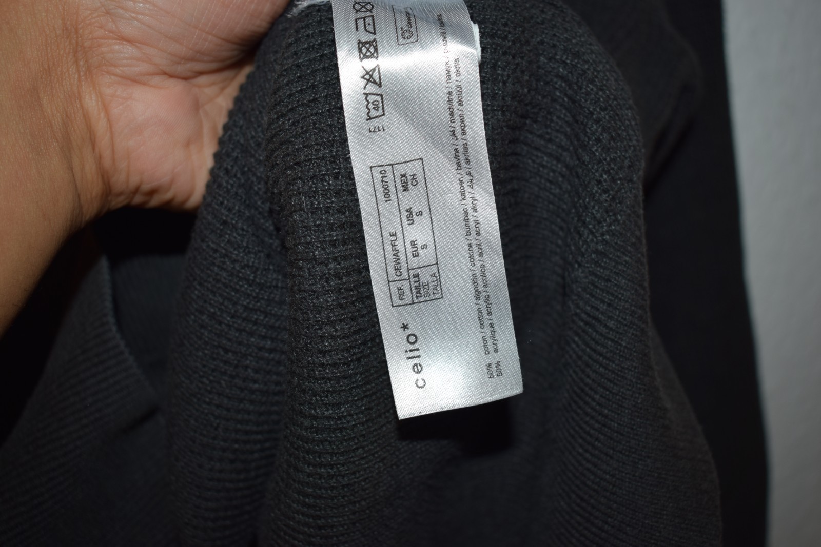 Celio Men's Waffle Knit Sweater - Anthracite Melange (Size S) image 7