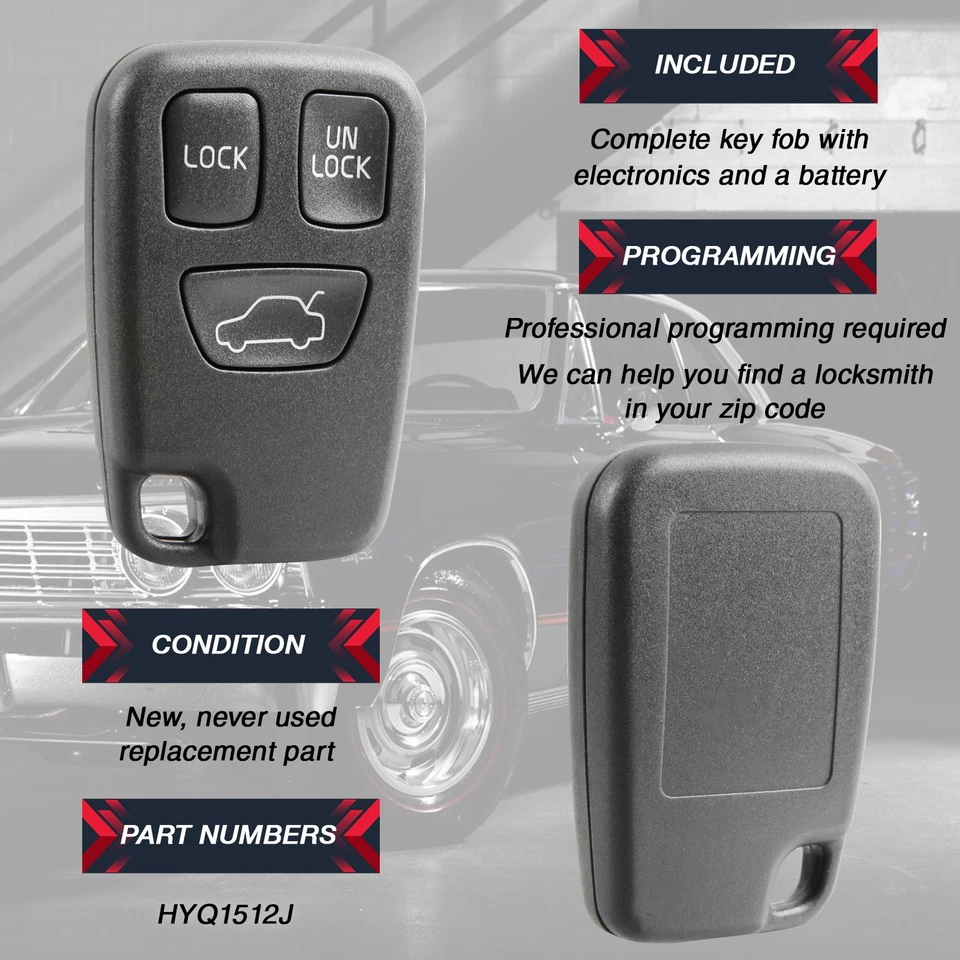 Key Fob Remote Replacement 3btn for 1997-2005 Volvo S40 S70 V40 V70 HYQ1512J Foto 4 de 4