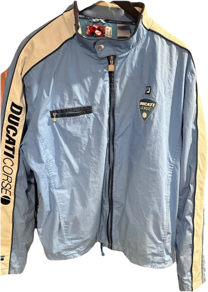 Vintage Men’s XL FILA Ducati Corse Full-Zip Long Sleeve Light Blue Track Jacket. - Image 3 of 4