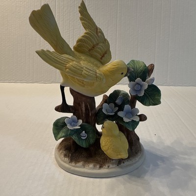 Royal Crown J. Byron Yellow Bird Ceramic Figurine Hand Painted Signed Floral