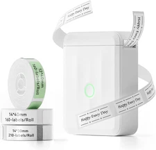 D110 Upgraded Version Mini Label Maker Machine with 3 Tapes, Portable Bluetooth