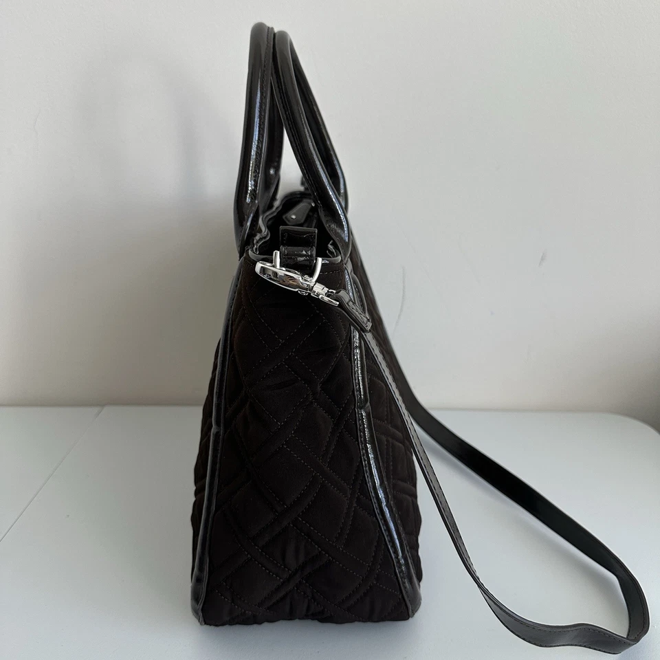 Bolso de Mano Vera Bradley Espresso Marrón Oscuro Microfibra Trapecio Acolchado Foto 4 de 4