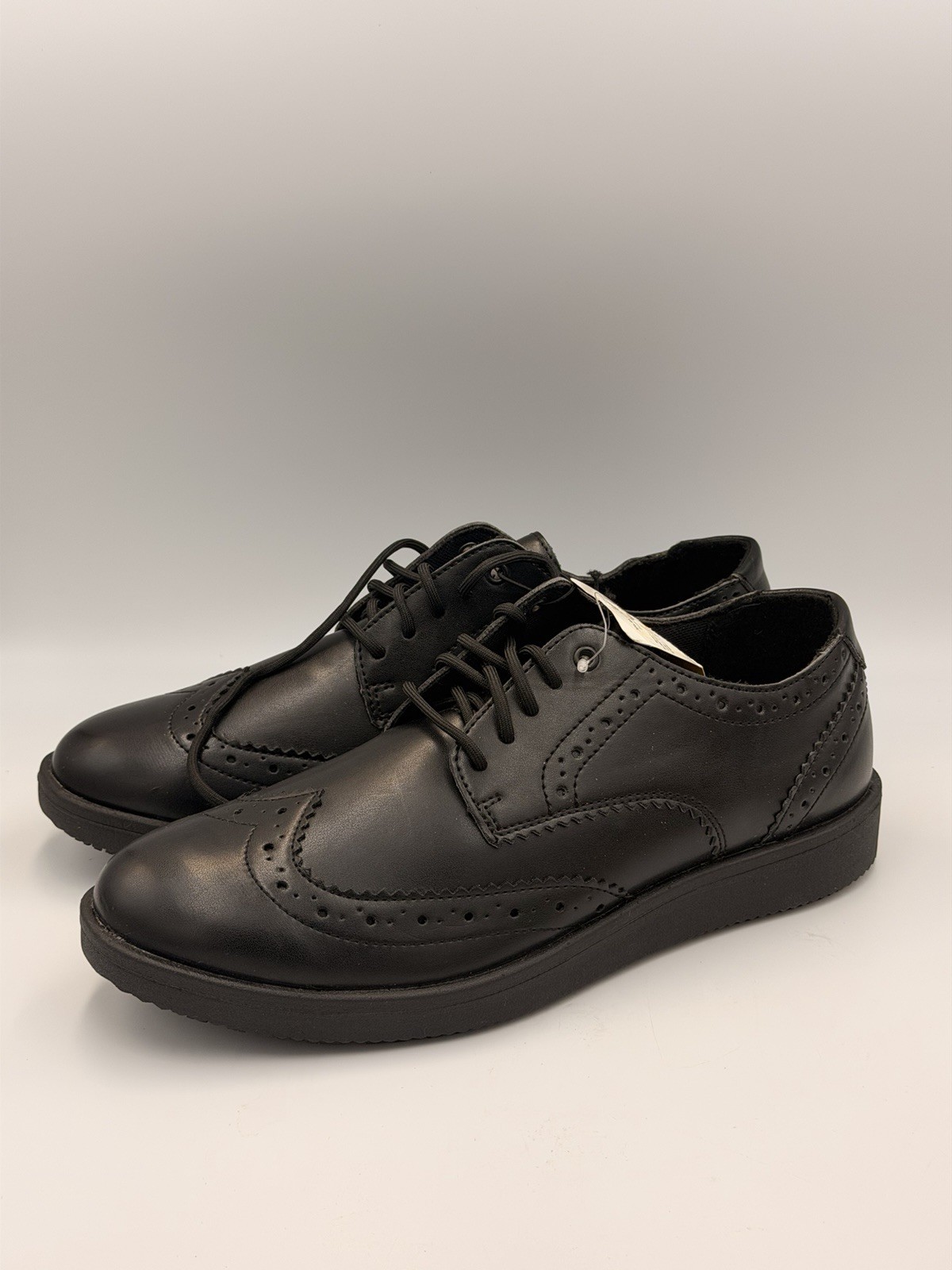 TredSafe Roman Mens Work Shoes Black Leather Wingtip Oxford Slip Resistant 11