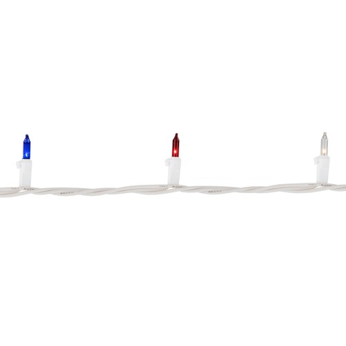 Northlight 100-Count Red White Blue 4th of July Mini Light Set 20ft White Wire - Picture 3 of 7