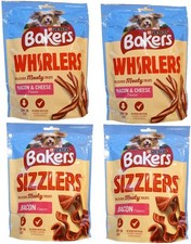 Baker Bacon & Cheese Whirlers 2 x 130g and Bacon Sizzlers 2 x 90g Dog Treats 70.39 per kilo