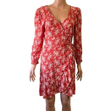 American Eagle Dress M Ruffle Hem Floral Smocked Wrap Cottage Core Boho Fairy